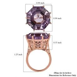 AAA Rose De France Amethyst Solitaire Ring In Vermeil Rose Gold Over Sterling Silver 22.10 Ctw 13 AAA Rose De France Amethyst Solitaire Ring In Vermeil Rose Gold Over Sterling Silver 22.10 Ctw -Jewelry store 7558144 5