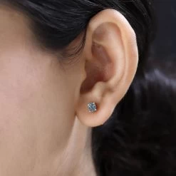 AAA Natural Australian Sapphire Stud Earrings In Vermeil Yellow Gold Over Sterling Silver 0.90 Ctw -Jewelry store 7558572 2