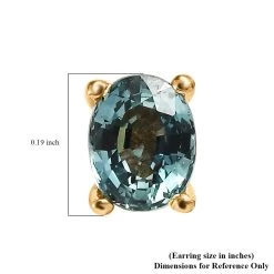 AAA Natural Australian Sapphire Stud Earrings In Vermeil Yellow Gold Over Sterling Silver 0.90 Ctw -Jewelry store 7558572 4