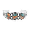 Santa Fe Style Spiny Turquoise Cuff Bracelet In Sterling Silver (7.00 In) 15.50 Ctw