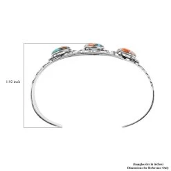 Santa Fe Style Spiny Turquoise Cuff Bracelet In Sterling Silver (7.00 In) 15.50 Ctw -Jewelry store 7558885 3