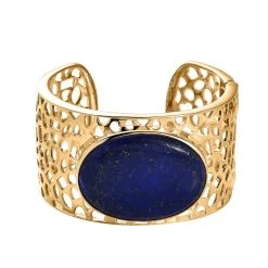 Karis Lapis Lazuli Cuff Bracelet In 18K YG Plated 80.00 Ctw