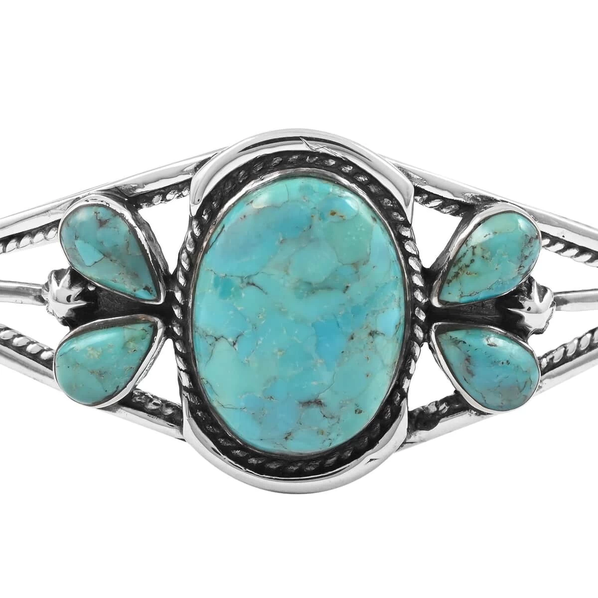 Santa Fe Style Kingman Turquoise Bracelet In Sterling Silver (6.50 In) 14.50 Ctw 5 Santa Fe Style Kingman Turquoise Bracelet In Sterling Silver (6.50 In) 14.50 Ctw - Image 3