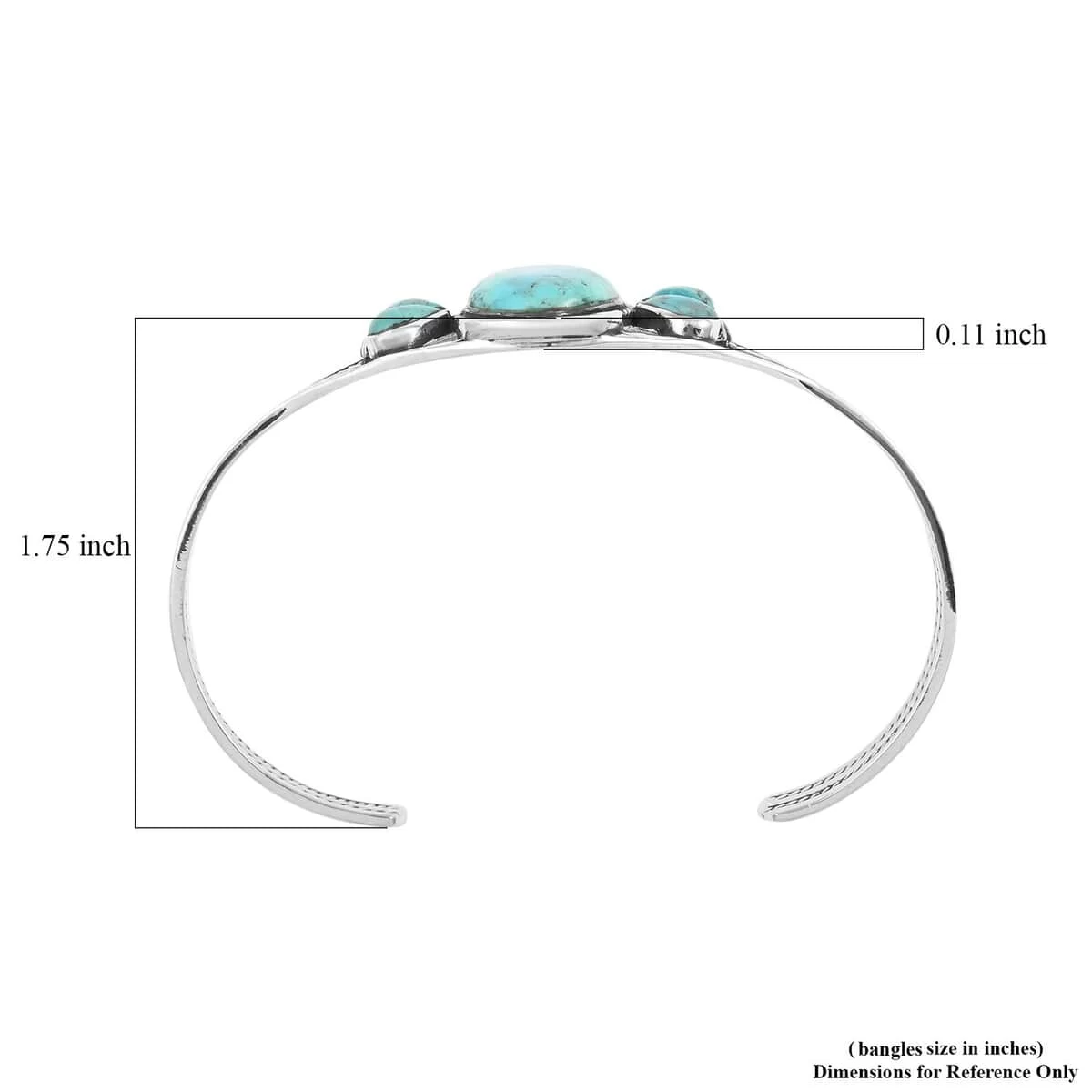 Santa Fe Style Kingman Turquoise Bracelet In Sterling Silver (6.50 In) 14.50 Ctw 6 Santa Fe Style Kingman Turquoise Bracelet In Sterling Silver (6.50 In) 14.50 Ctw - Image 4