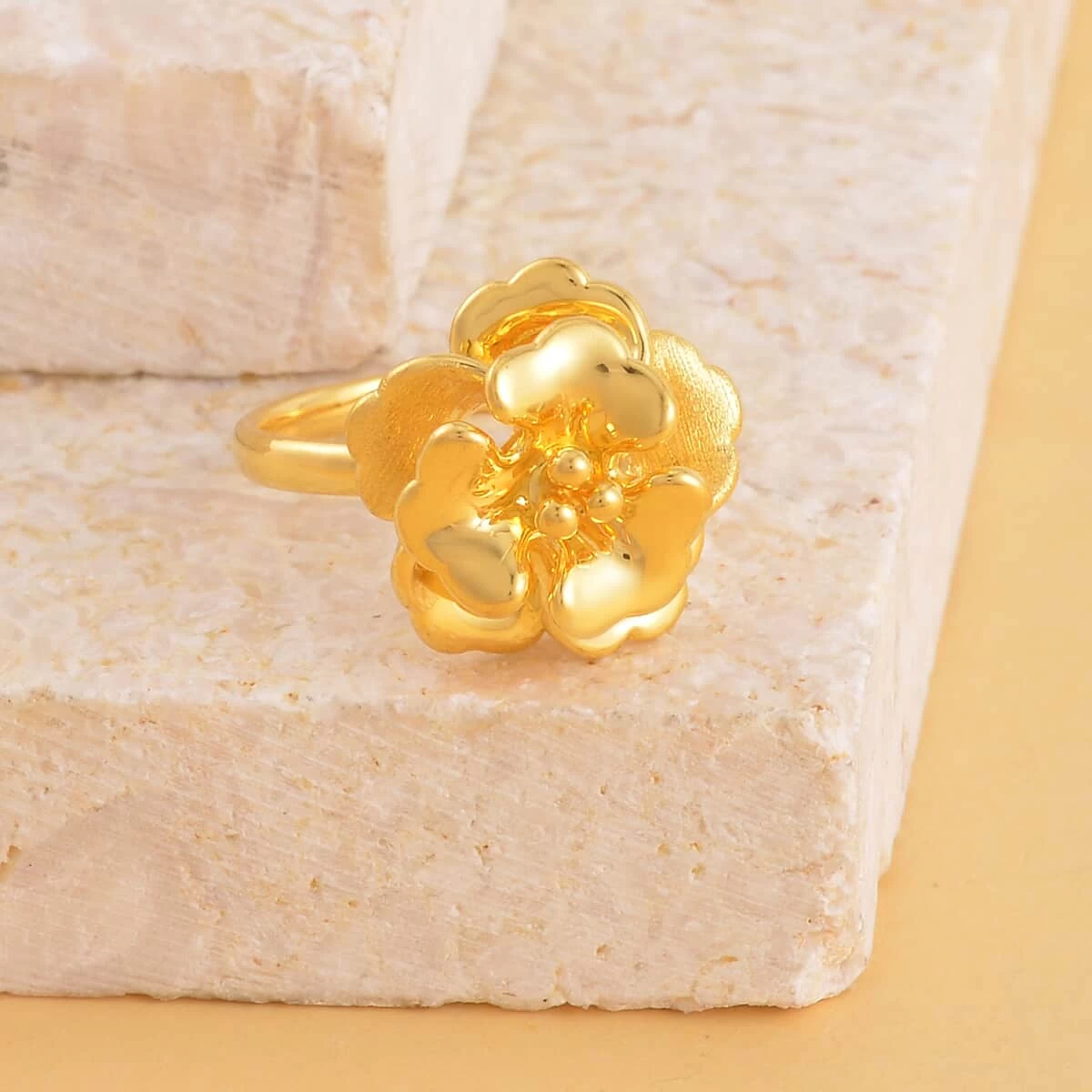 24K Yellow Gold Electroform Floral Ring 2 Grams 4 24K Yellow Gold Electroform Floral Ring 2 Grams - Image 2