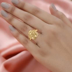 24K Yellow Gold Electroform Floral Ring 2 Grams 10 24K Yellow Gold Electroform Floral Ring 2 Grams -Jewelry store 7559604 2