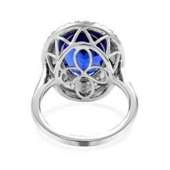 Certified And Appraised Rhapsody 950 Platinum AAAA Tanzanite And E-F VS Diamond Double Halo Ring 8.90 Grams 8.00 Ctw -Jewelry store 7559830 4