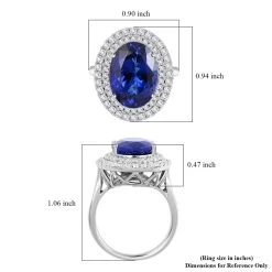 Certified And Appraised Rhapsody 950 Platinum AAAA Tanzanite And E-F VS Diamond Double Halo Ring 8.90 Grams 8.00 Ctw -Jewelry store 7559830 5