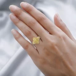 Yellow Diamond Ring In Platinum Over Sterling Silver 1.00 Ctw -Jewelry store 7561713 2