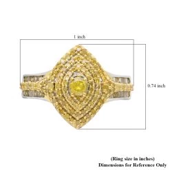 Yellow Diamond Ring In Platinum Over Sterling Silver 1.00 Ctw -Jewelry store 7561713 5