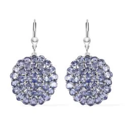 Tanzanite Floral Spray Earrings In Platinum Over Sterling Silver 9.00 Ctw