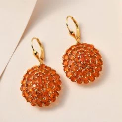 Mexican Fire Opal Floral Earrings In Vermeil Yellow Gold Over Sterling Silver 7.25 Ctw 8 Mexican Fire Opal Floral Earrings In Vermeil Yellow Gold Over Sterling Silver 7.25 Ctw -Jewelry store 7561771 1