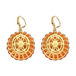 Mexican Fire Opal Floral Earrings In Vermeil Yellow Gold Over Sterling Silver 7.25 Ctw 10 Mexican Fire Opal Floral Earrings In Vermeil Yellow Gold Over Sterling Silver 7.25 Ctw -Jewelry store 7561771 3