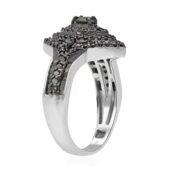 Green Diamond Ring In Platinum Over Sterling Silver 1.00 Ctw -Jewelry store 7561796 3
