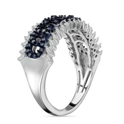 White And Blue Diamond Ring In Platinum Over Sterling Silver 0.50 Ctw 11 White And Blue Diamond Ring In Platinum Over Sterling Silver 0.50 Ctw -Jewelry store 7561923 3