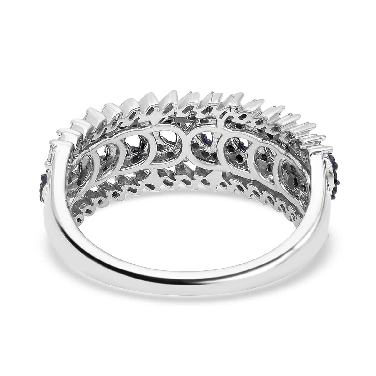 White And Blue Diamond Ring In Platinum Over Sterling Silver 0.50 Ctw 7 White And Blue Diamond Ring In Platinum Over Sterling Silver 0.50 Ctw - Image 5