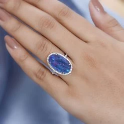 Luxoro 14K Yellow Gold AAA Boulder Opal Doublet And Diamond Halo Ring 6.75 Ctw 10 Luxoro 14K Yellow Gold AAA Boulder Opal Doublet And Diamond Halo Ring 6.75 Ctw -Jewelry store 7562272 2