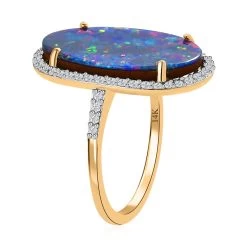 Luxoro 14K Yellow Gold AAA Boulder Opal Doublet And Diamond Halo Ring 6.75 Ctw 11 Luxoro 14K Yellow Gold AAA Boulder Opal Doublet And Diamond Halo Ring 6.75 Ctw -Jewelry store 7562272 3