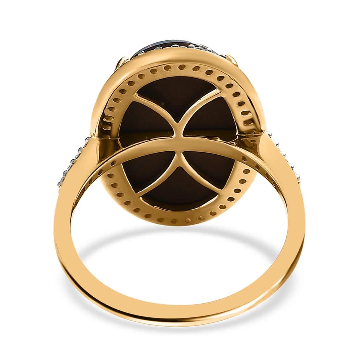 Luxoro 14K Yellow Gold AAA Boulder Opal Doublet And Diamond Halo Ring 6.75 Ctw 7 Luxoro 14K Yellow Gold AAA Boulder Opal Doublet And Diamond Halo Ring 6.75 Ctw - Image 5