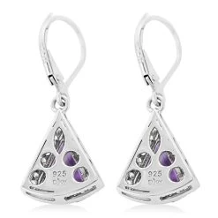 Premium African Amethyst, White Zircon Lever Back Earrings In Platinum Over Sterling Silver 4.50 Ctw -Jewelry store 7562380 3