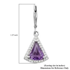 Premium African Amethyst, White Zircon Lever Back Earrings In Platinum Over Sterling Silver 4.50 Ctw -Jewelry store 7562380 5