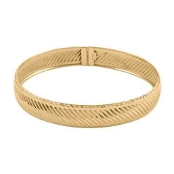 Rigato Italian 10K Yellow Gold Rigato 10mm Flex Hinged Bangle Bracelet (7.50 In) 5.80 Grams