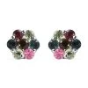 Multi-Tourmaline Floral Stud Earrings In Platinum Over Sterling Silver 1.00 Ctw -Jewelry store 7563033