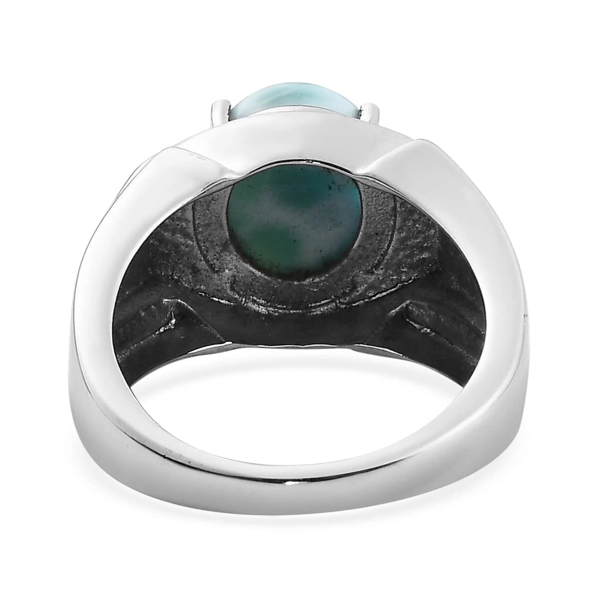Larimar Men's Ring In Stainless Steel 5.30 Ctw 7 Larimar Men's Ring In Stainless Steel 5.30 Ctw - Image 5