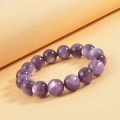 Brazilian Purple Lepidolite 13-14mm Beaded Stretch Bracelet 262.00 Ctw -Jewelry store 7563228 1