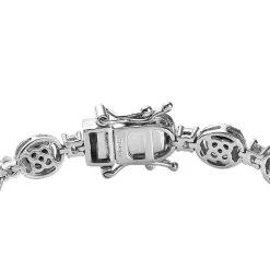 Madagascar Blue Sapphire (DF) And White Zircon Bracelet In Platinum Over Sterling Silver (7.25 In) 10.80 Ctw -Jewelry store 7563424 3