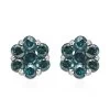 Luxoro 10K White Gold Blue Diamond Floral Stud Earrings 0.50 Ctw