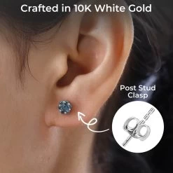 Luxoro 10K White Gold Blue Diamond Floral Stud Earrings 0.50 Ctw -Jewelry store 7563654 2