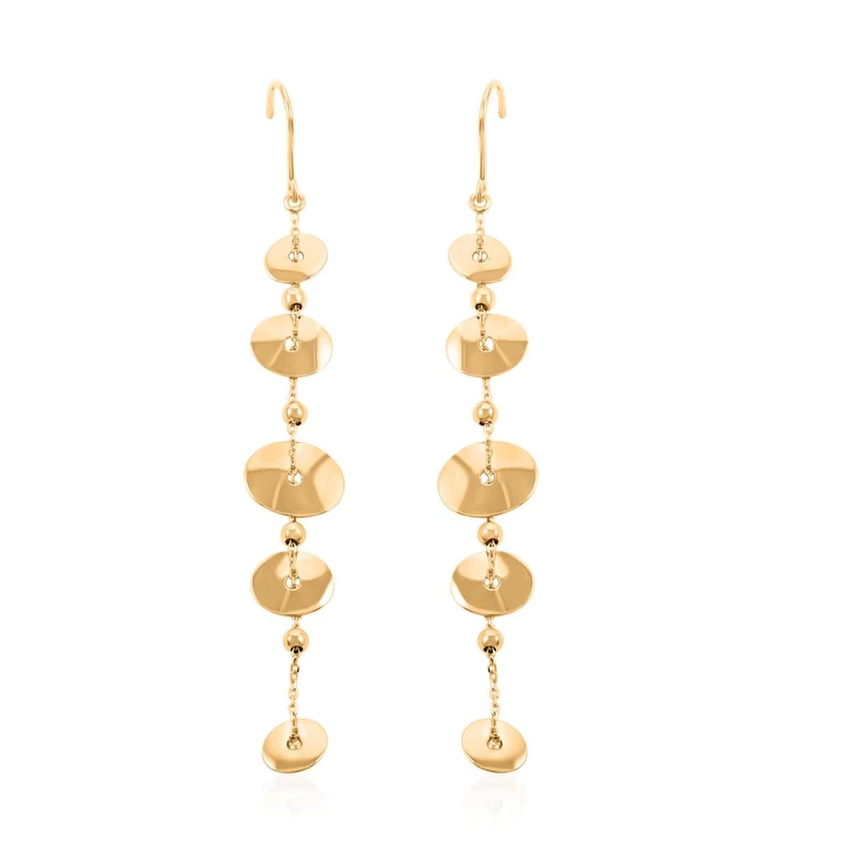 Italian 10K Yellow Gold Discs Drop Earrings 2.4 Grams 3 Italian 10K Yellow Gold Discs Drop Earrings 2.4 Grams