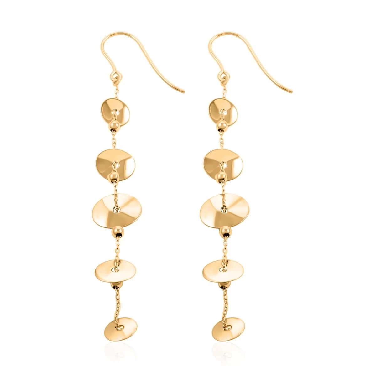 Italian 10K Yellow Gold Discs Drop Earrings 2.4 Grams 6 Italian 10K Yellow Gold Discs Drop Earrings 2.4 Grams - Image 4