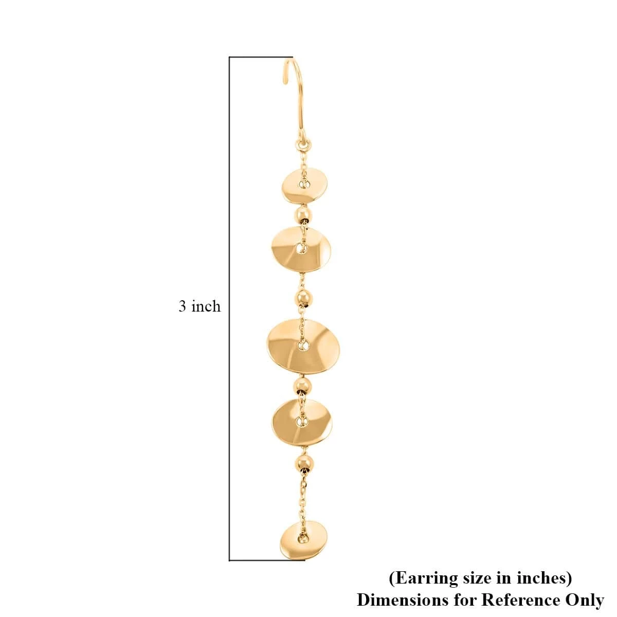 Italian 10K Yellow Gold Discs Drop Earrings 2.4 Grams 7 Italian 10K Yellow Gold Discs Drop Earrings 2.4 Grams - Image 5