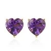 Amethyst Heart Stud Earrings In Vermeil Yellow Gold Over Sterling Silver 5.10 Ctw