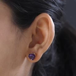 Amethyst Heart Stud Earrings In Vermeil Yellow Gold Over Sterling Silver 5.10 Ctw 9 Amethyst Heart Stud Earrings In Vermeil Yellow Gold Over Sterling Silver 5.10 Ctw -Jewelry store 7564588 2