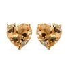 Brazilian Citrine Heart Stud Earrings In Vermeil Yellow Gold Over Sterling Silver 4.50 Ctw -Jewelry store 7564589