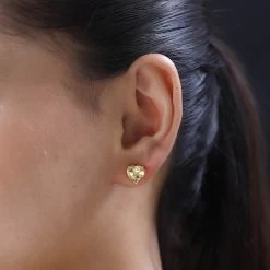 Brazilian Citrine Heart Stud Earrings In Vermeil Yellow Gold Over Sterling Silver 4.50 Ctw -Jewelry store 7564589 2