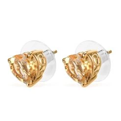 Brazilian Citrine Heart Stud Earrings In Vermeil Yellow Gold Over Sterling Silver 4.50 Ctw -Jewelry store 7564589 3