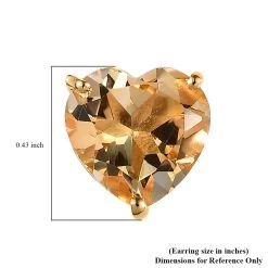 Brazilian Citrine Heart Stud Earrings In Vermeil Yellow Gold Over Sterling Silver 4.50 Ctw -Jewelry store 7564589 4