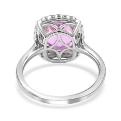 Certified & Appraised Rhapsody 950 Platinum AAA Patroke Kunzite And E-F VS Diamond Halo Ring 5.85 Grams 4.25 Ctw -Jewelry store 7565331 4