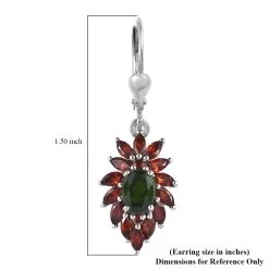 Chrome Diopside And Mozambique Garnet Lever Back Earrings In Platinum Over Sterling Silver 3.90 Ctw -Jewelry store 7565518 4