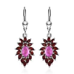 Ilakaka Hot Pink Sapphire (FF) And Mozambique Garnet Lever Back Earrings In Vermeil Yellow Gold Over Sterling Silver 5.35 Ctw