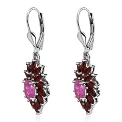 Ilakaka Hot Pink Sapphire (FF) And Mozambique Garnet Lever Back Earrings In Vermeil Yellow Gold Over Sterling Silver 5.35 Ctw -Jewelry store 7565570 3