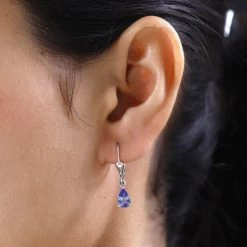 Tanzanite Lever Back Earrings In Platinum Over Sterling Silver 1.40 Ctw -Jewelry store 7565584 2