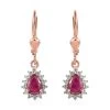 Mozambique Ruby And White Zircon Lever Back Earrings In Vermeil Rose Gold Over Sterling Silver 1.40 Ctw 1 Mozambique Ruby And White Zircon Lever Back Earrings In Vermeil Rose Gold Over Sterling Silver 1.40 Ctw -Jewelry store 7565622