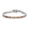 Multi-Tourmaline Tennis Bracelet In Platinum Over Sterling Silver (6.50 In) 6.70 Ctw (Del. In 5-7 Days) -Jewelry store 7565952