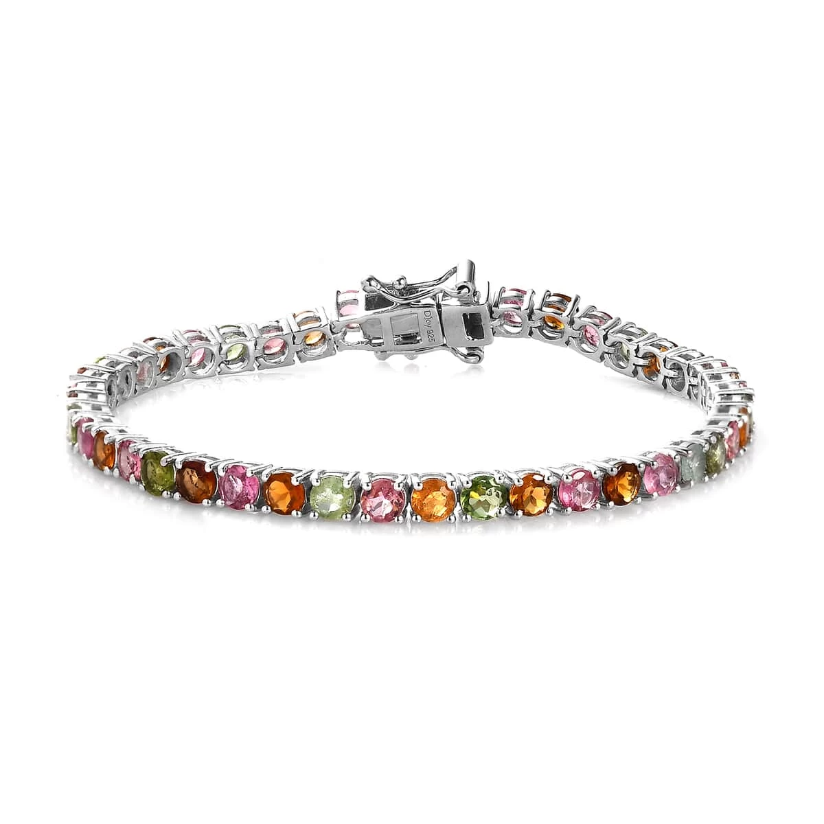Multi-Tourmaline Tennis Bracelet In Platinum Over Sterling Silver (6.50 In) 6.70 Ctw (Del. In 5-7 Days) 3 Multi-Tourmaline Tennis Bracelet In Platinum Over Sterling Silver (6.50 In) 6.70 Ctw (Del. In 5-7 Days)
