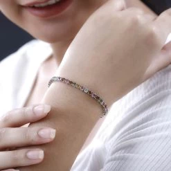 Multi-Tourmaline Tennis Bracelet In Platinum Over Sterling Silver (6.50 In) 6.70 Ctw (Del. In 5-7 Days) 9 Multi-Tourmaline Tennis Bracelet In Platinum Over Sterling Silver (6.50 In) 6.70 Ctw (Del. In 5-7 Days) -Jewelry store 7565952 2